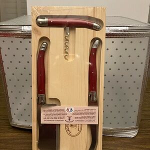 Languiole Red Handle Wine and  Cheese Knife Set